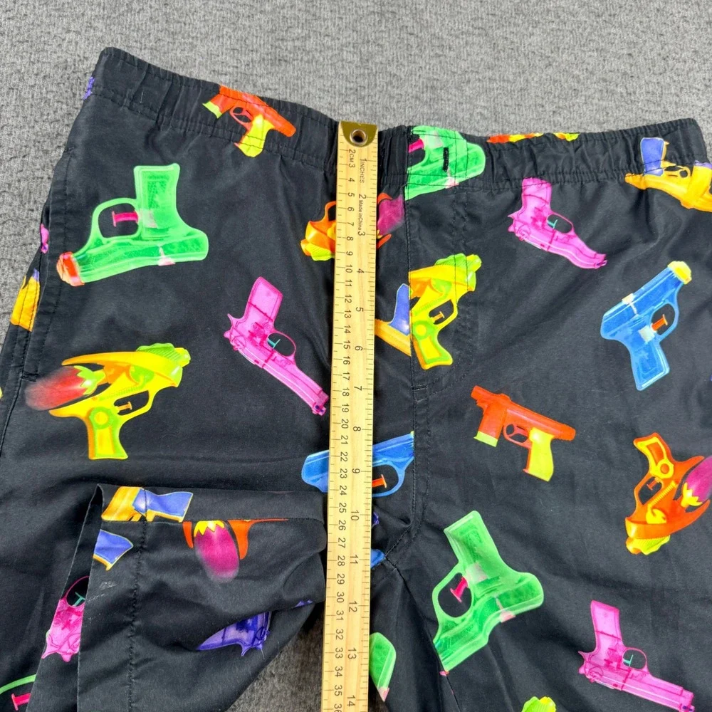 Brooklyn‎ Cloth Volley Shorts Men's Small Black Neon Water Gun Print Swim Trunks